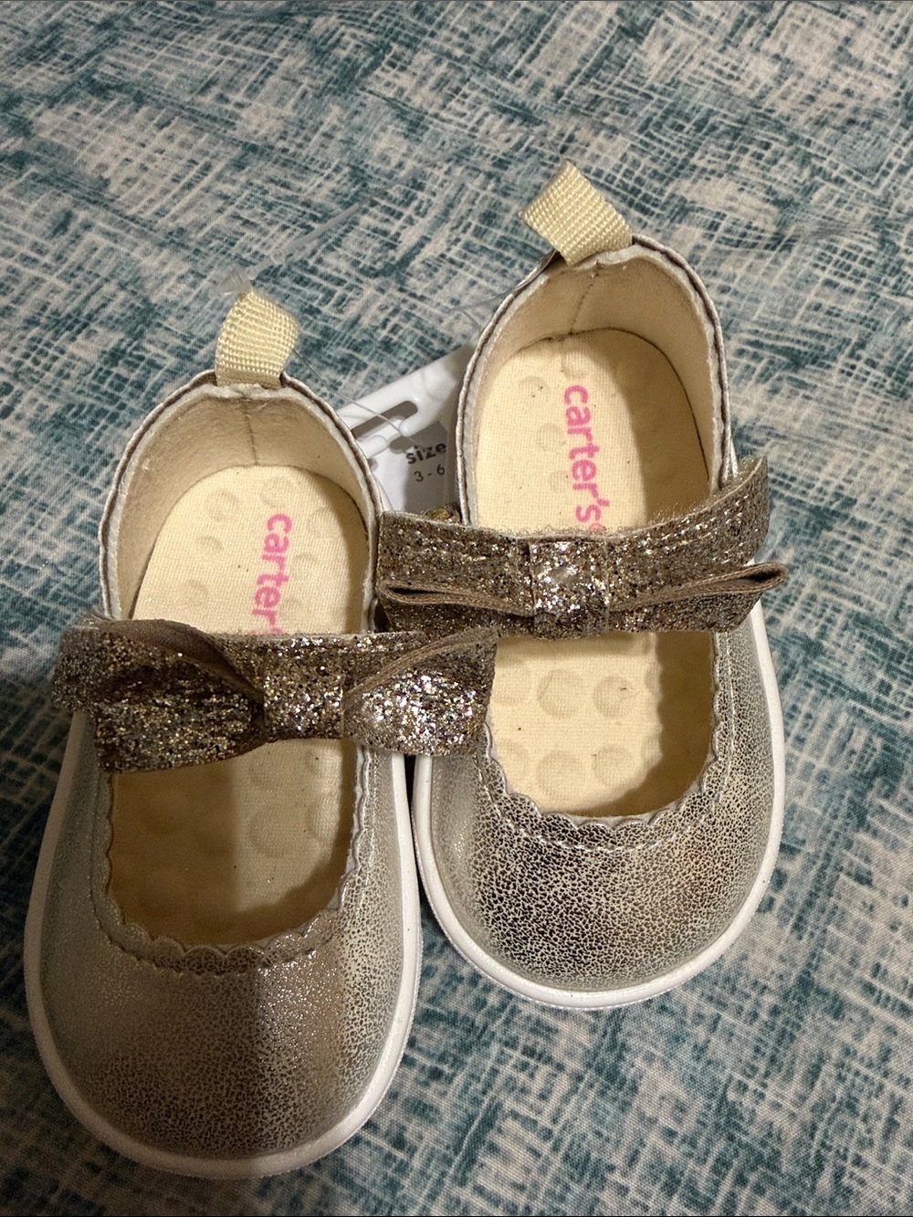 Carter's Glitter Bow Mary Jane Shoes in Shimmery Gold